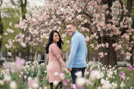couple-souriant-parc-fleuri-printemps