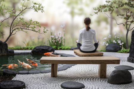 jardin-zen-etang-carpes-pierre-banc